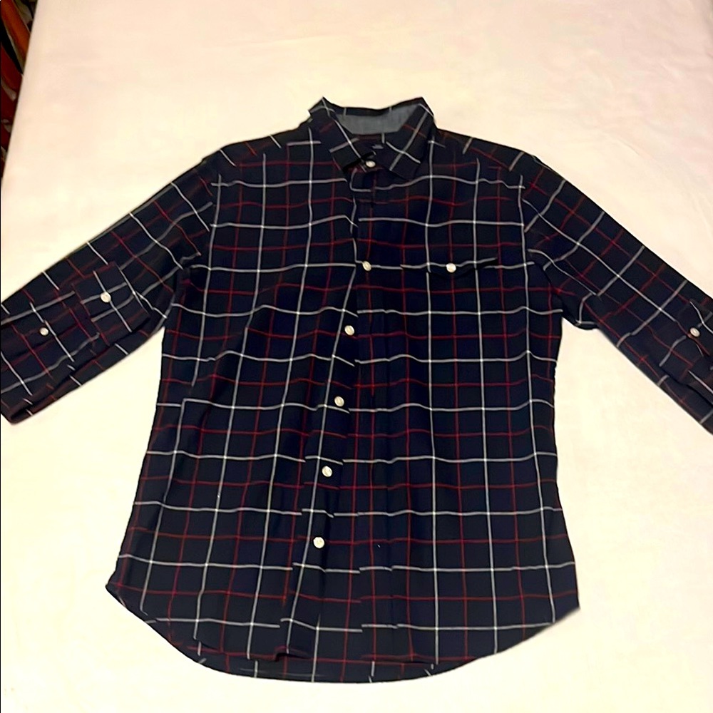 GAP Blue and Red Casual Button Down Shirt